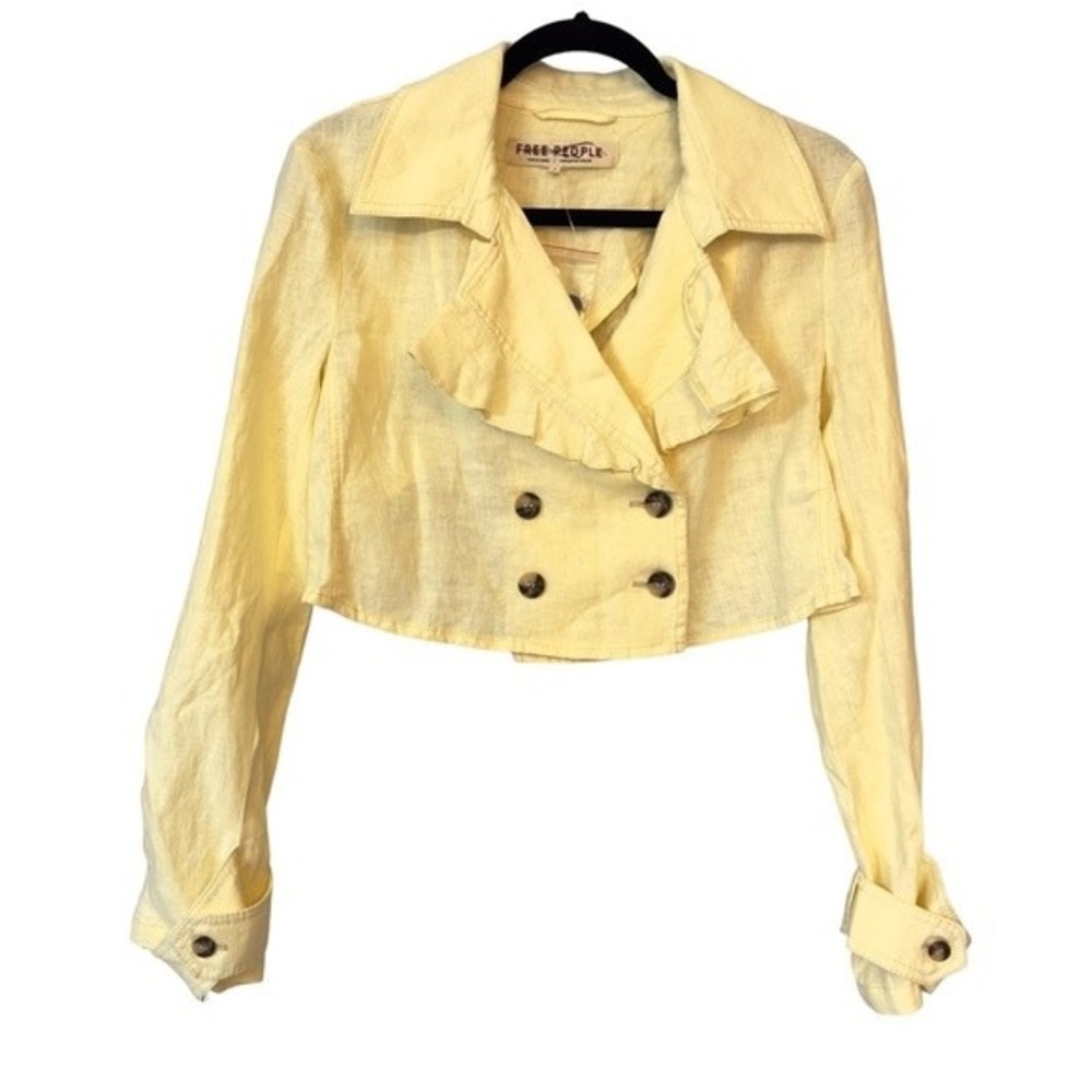 FREE PEOPLE BENNIE CROP LINEN BLAZER NWOT